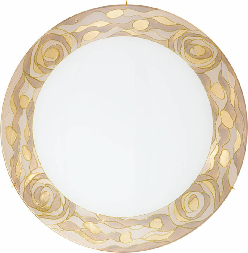 Serena taklampe, kremfarget, Ø 40 cm, metall/glass