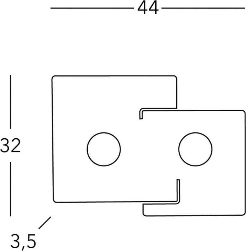 Kolarz Kvadratisk taklampe, hvit, lengde 44 cm, metall