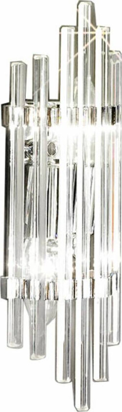 vegglampe Ontario, klar/kromfarget, høyde 31 cm, glass