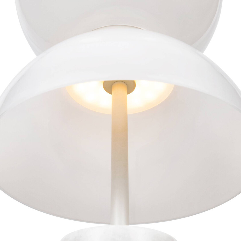 LED-bordlampe Kyoto, hvit, høyde 46 cm, marmor