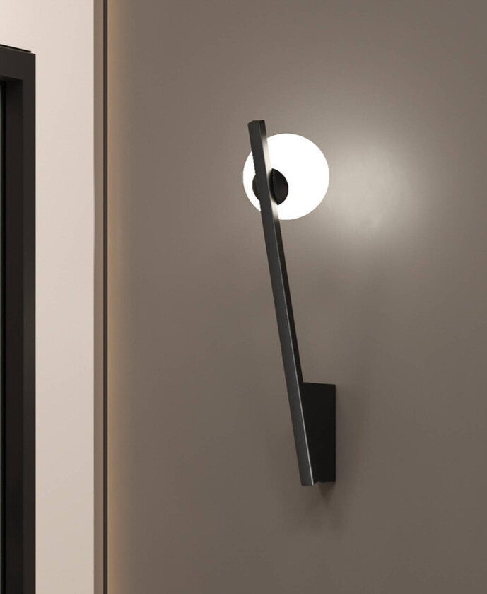 vegglampe Kazmir, svart, høyde 35 cm, metall