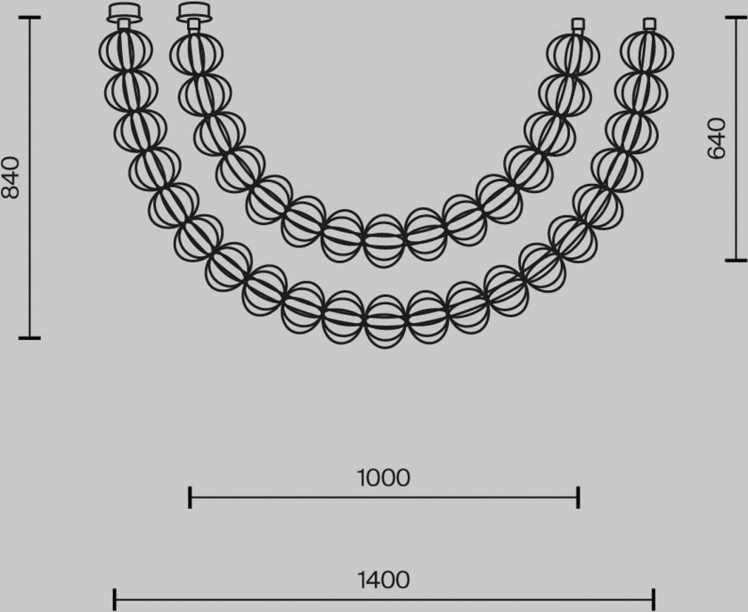 LED-hengelampe Golden Cage, 2-delt, høyde 84 cm