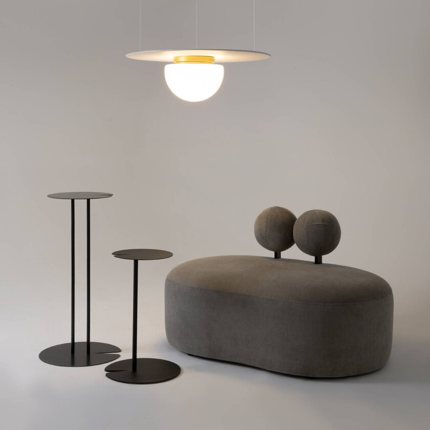 taklampe Glassy, hvit/gull, Ø 31,5 cm, glass