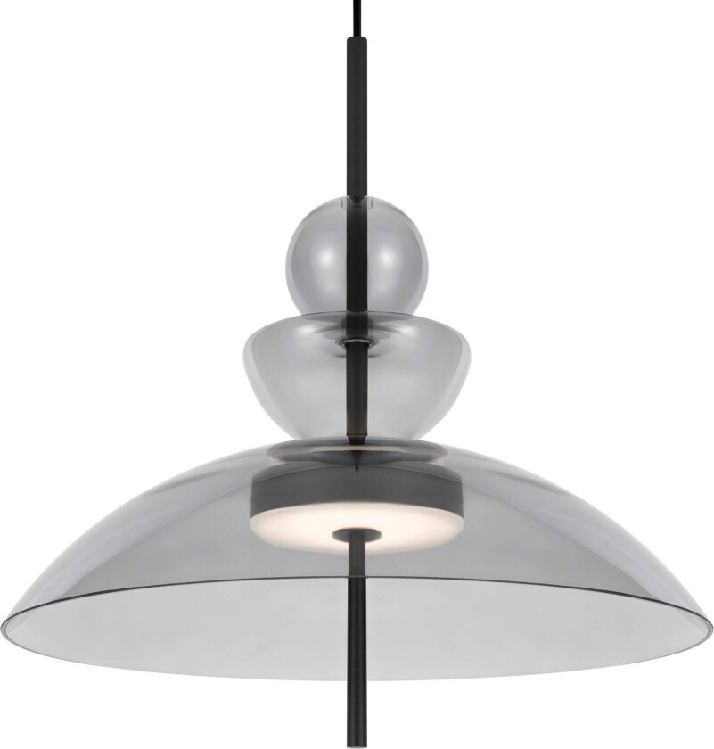 LED-hengelampe Bangkok, Ø 40 cm, lys grå, glass