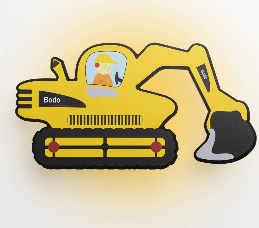 LED-vegglampe gravemaskin med støpsel, gul, dimbar