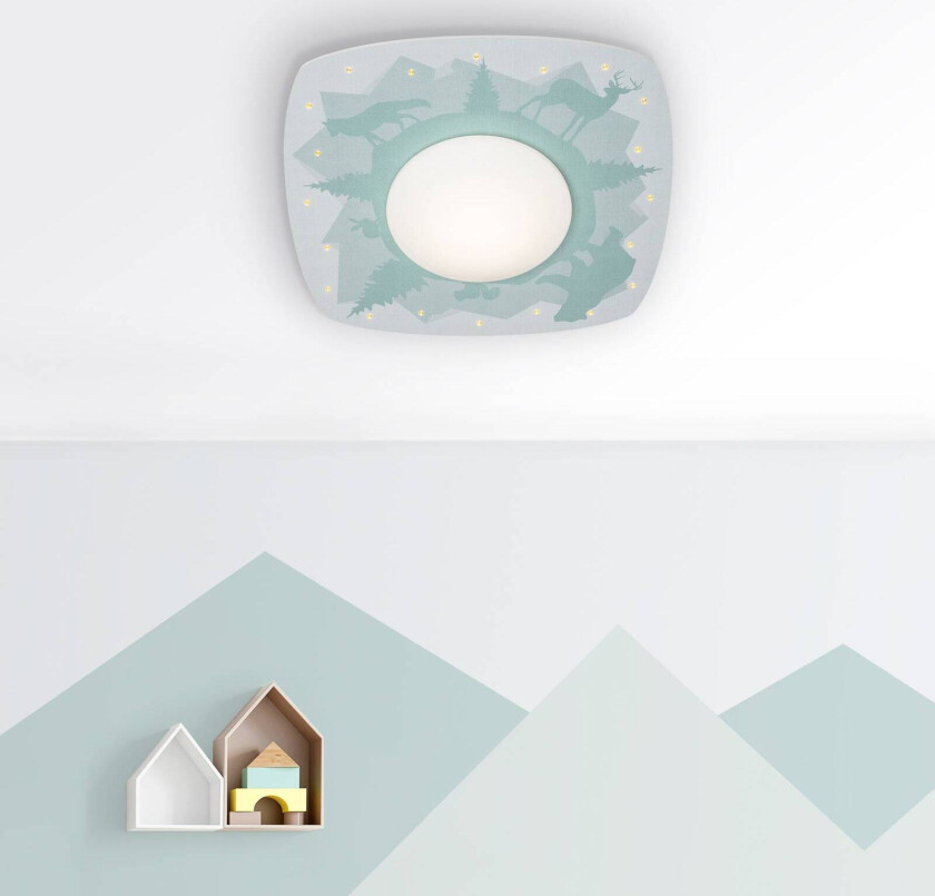 Scandi forest taklampe, 58 cm, grønn, MDF-tre