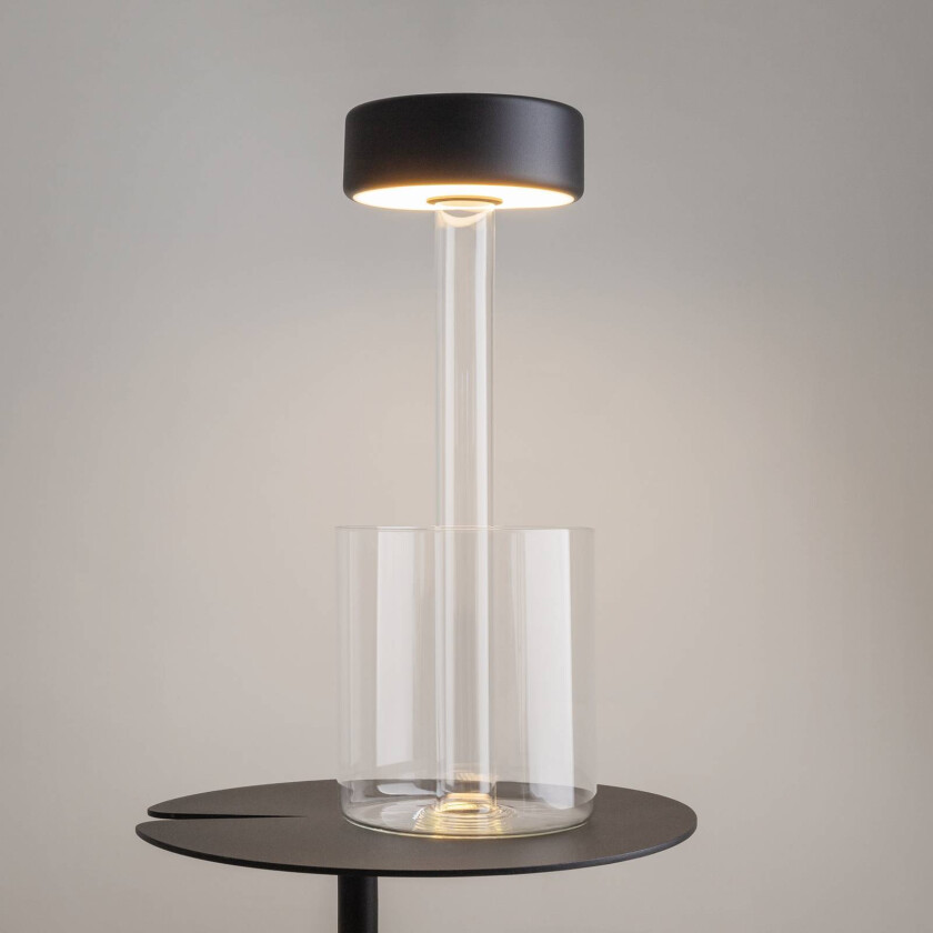 LED oppladbar bordlampe AI Collaboration, glass, svart