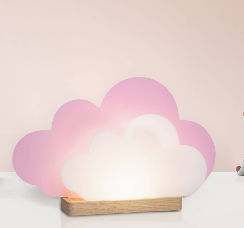 LED-bordlampe Wölkchen, rosa, tre, 3000 K, dimbar
