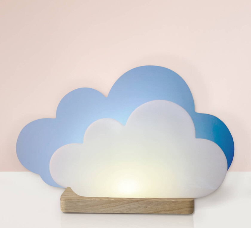 LED-bordlampe Wölkchen, blå, tre, 3000 K, dimbar