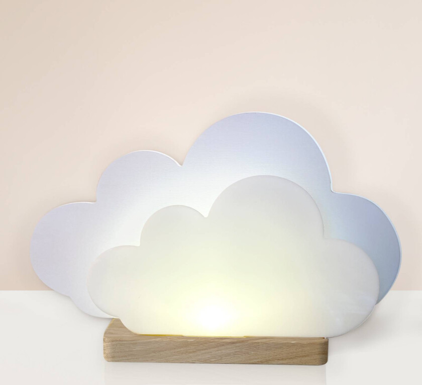 LED-bordlampe Wölkchen, hvit, tre, 3000 K, dimbar