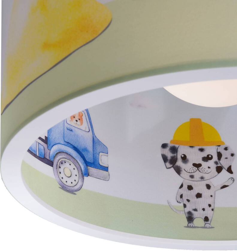 Hengelampe 25/40 byggeplass, Ø 38 cm, gul, E27, 1 lyskilde