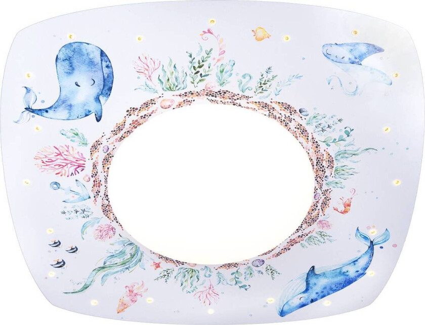 Taklampe, 58 cm, fargerik, MDF-tre, LED, sjødyr