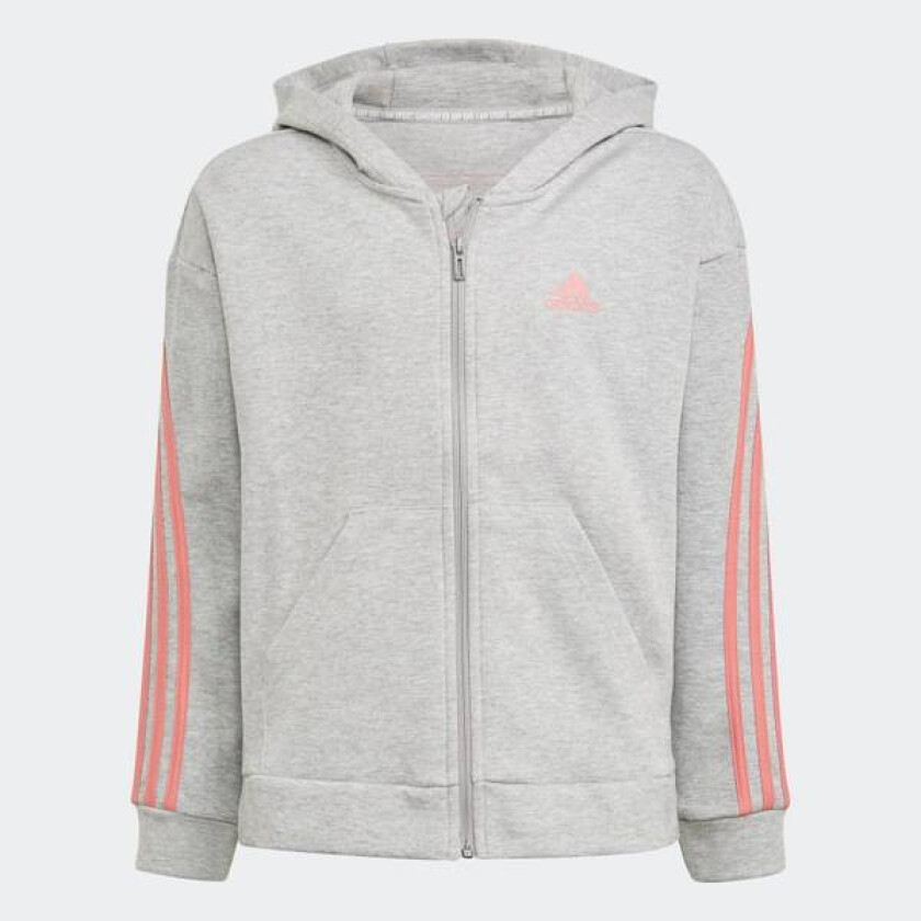 Grå  3-Stripes Zip Hettegenser