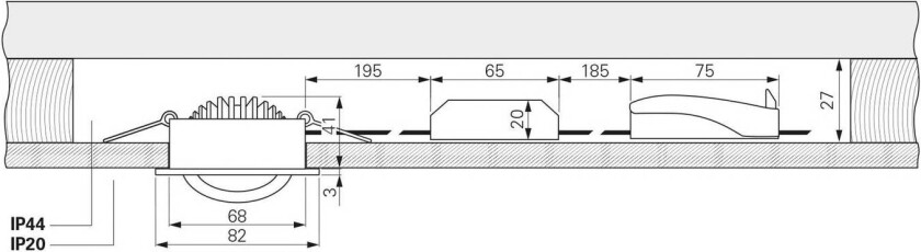 Innfelt taklampe Dione, IP44, 3000 K, hvit, dimbar