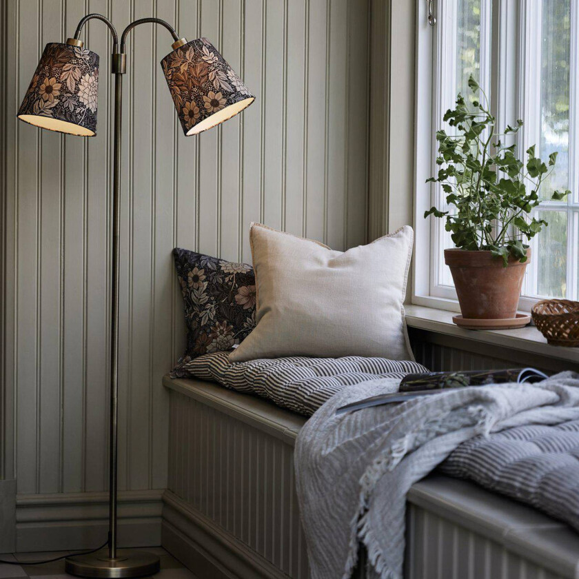 gulvlampe Amy messing Sofia Dahlia brun 150cm 2flg.