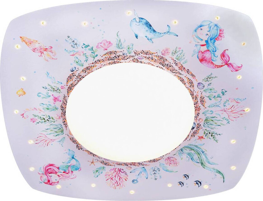 Taklampe havfruer, 58 cm, fargerik, MDF-tre