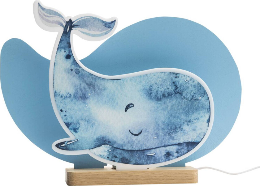 LED-bordlampe Paul Pottwal, blå, tre, 3000 K, dimbar