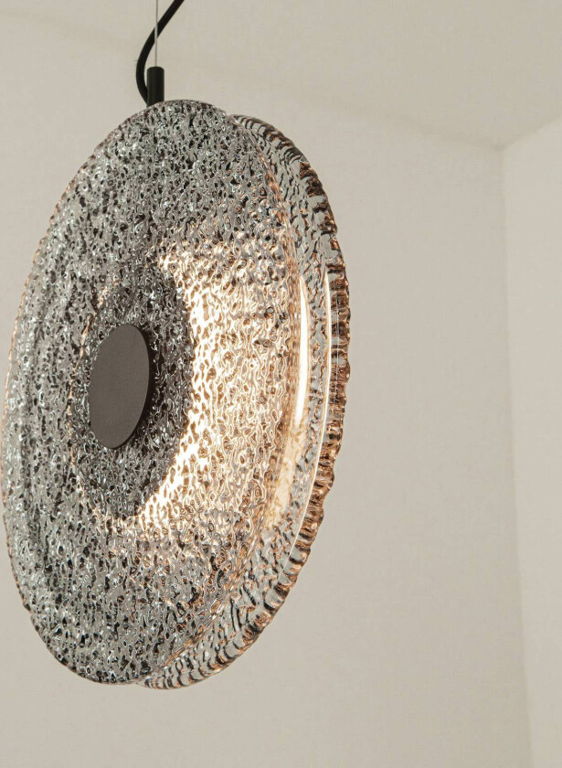 Hengelampe 23072, røykgrå, glass, Ø 28 cm, 3000 K