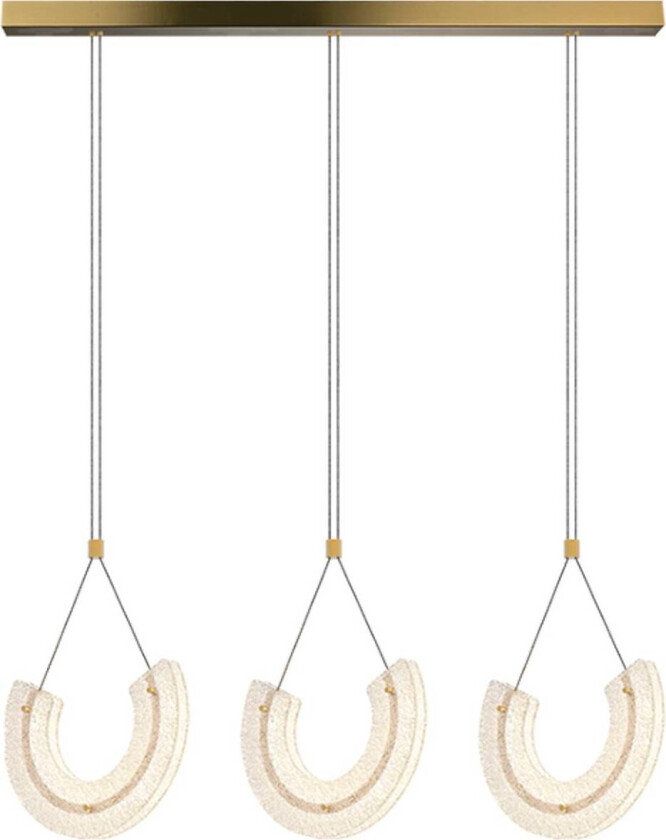 Hengelampe 23031, 3 lyskilder, 3 000 K, glass, gylden