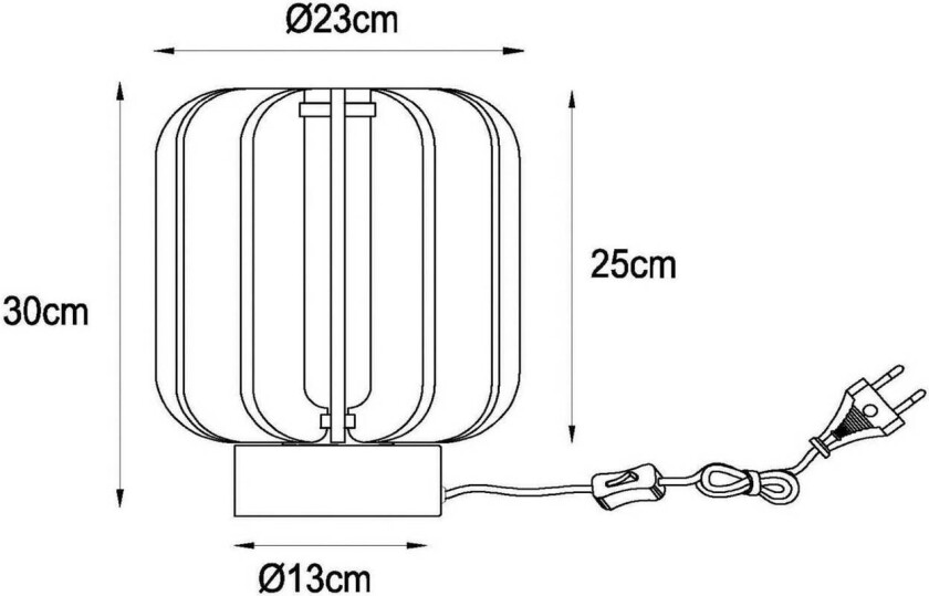Rafal bordlampe i tekstil, Ø 23 cm, grå, E27