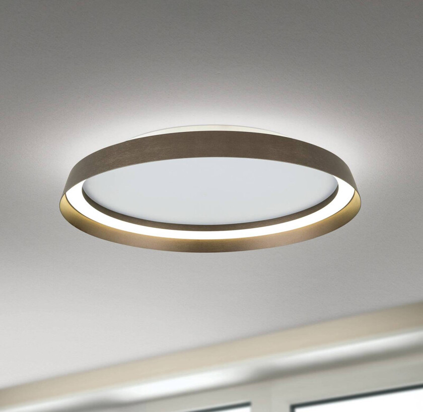 Taklampe Manta, Ø 45 cm, aluminium/bronse, aluminium, opp/ned