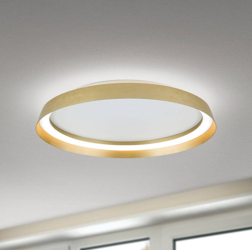 Taklampe Manta, Ø 45 cm, gullfarget, aluminium, opp/ned