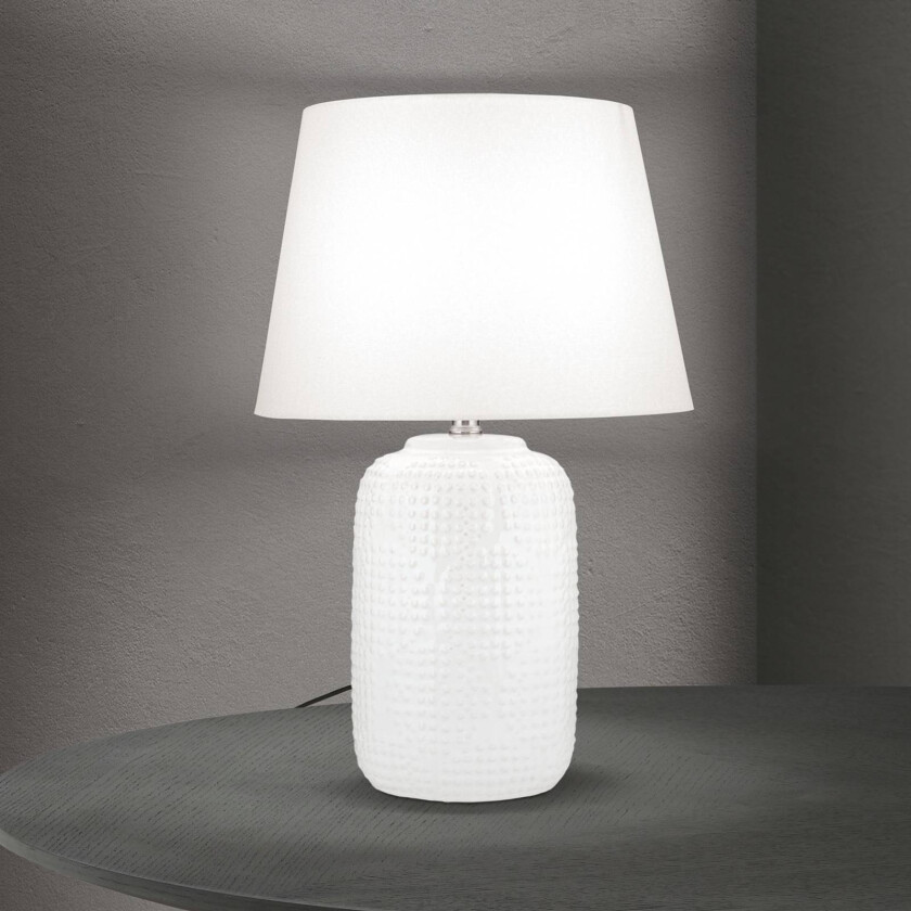 Coral bordlampe, hvit, høyde 51 cm, keramikk/lin