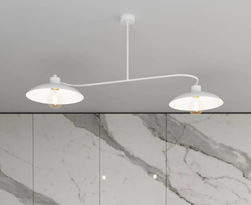 Foster taklampe, 2 lyskilder, 100 cm, hvit, metall, E27