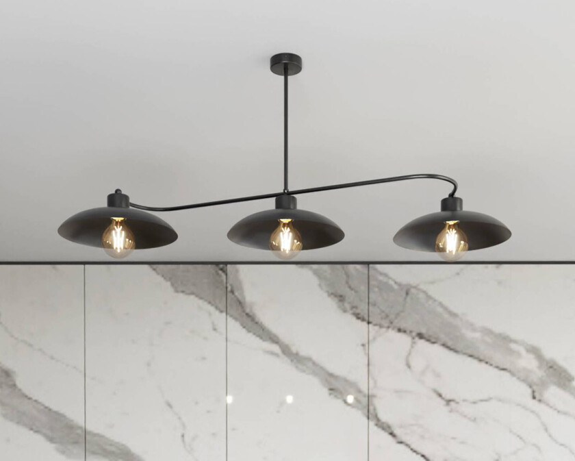 Foster taklampe, 3 lyskilder, 113 cm, svart, metall