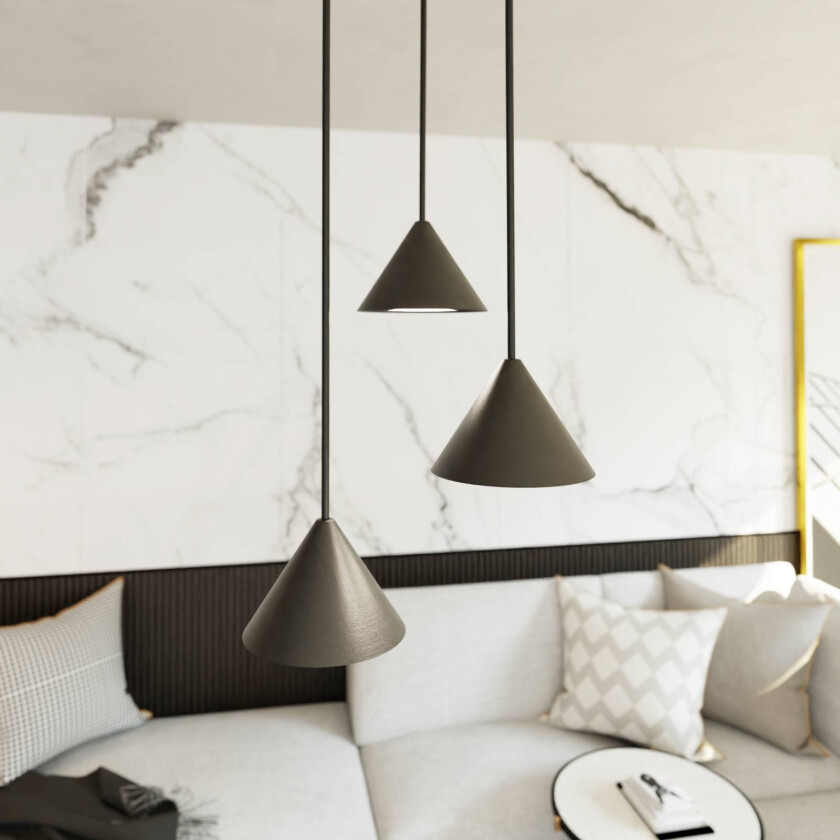 Elit hengelampe, 3 lyskilder, Ø 20 cm, svart, metall, GX53