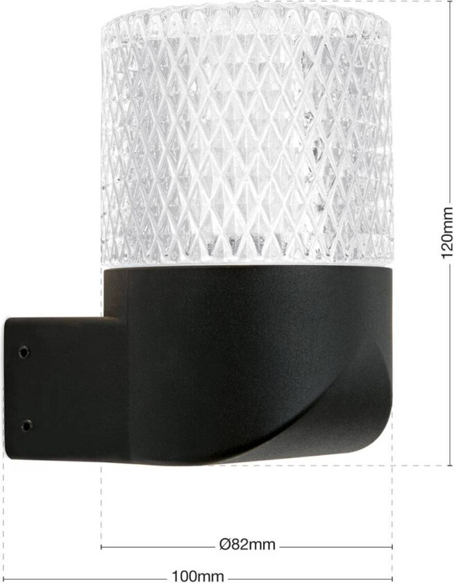 Utendørs vegglampe Mondo, svart, høyde 12 cm, aluminium