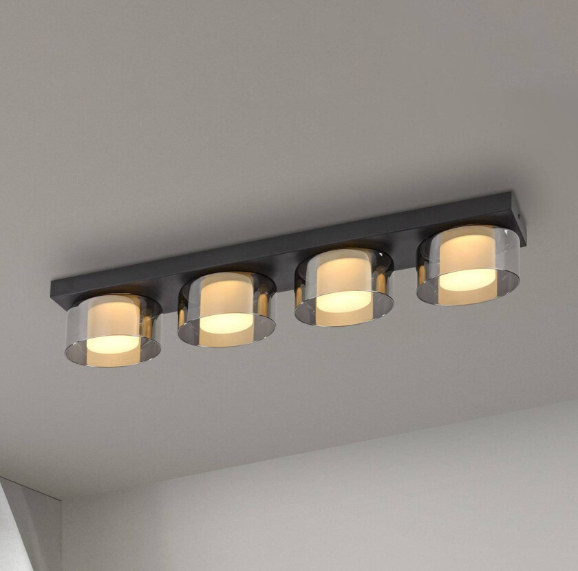 Paul Neuhaus taklampe Rika, svart, lengde 70 cm