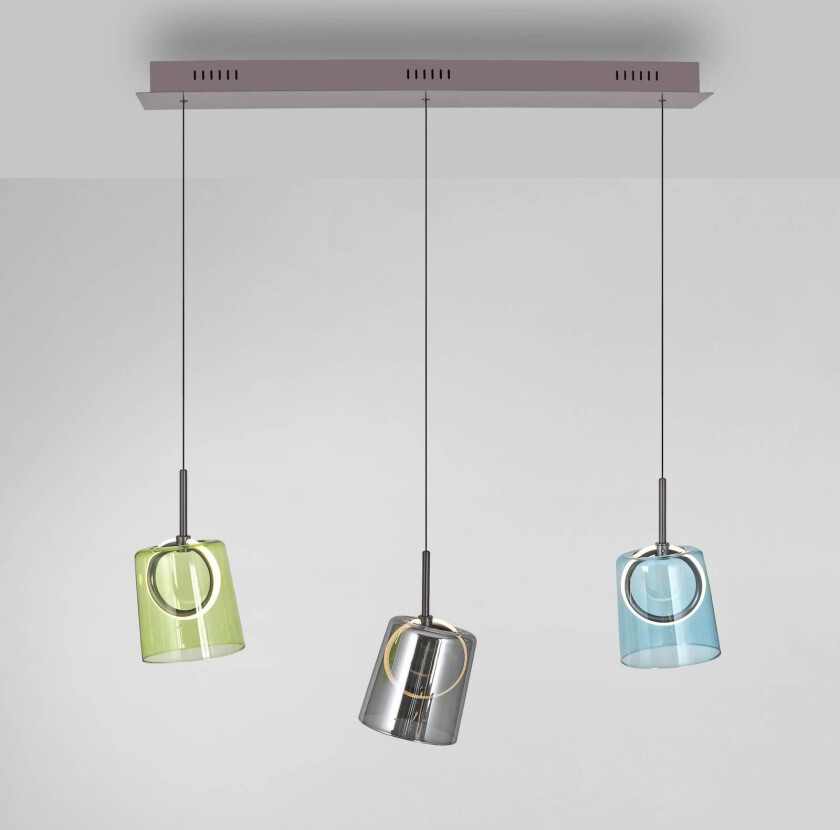 Paul Neuhaus LED-pendellampe Zula, lengde 87 cm, fargerik, 3 lyskilder.