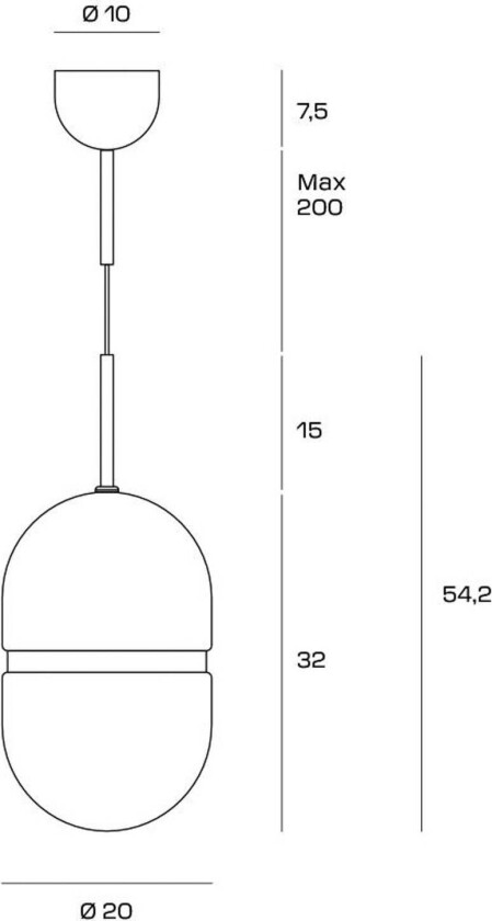 Domu hengelampe, Ø 20 cm, bronse/hvit, glass, GX53