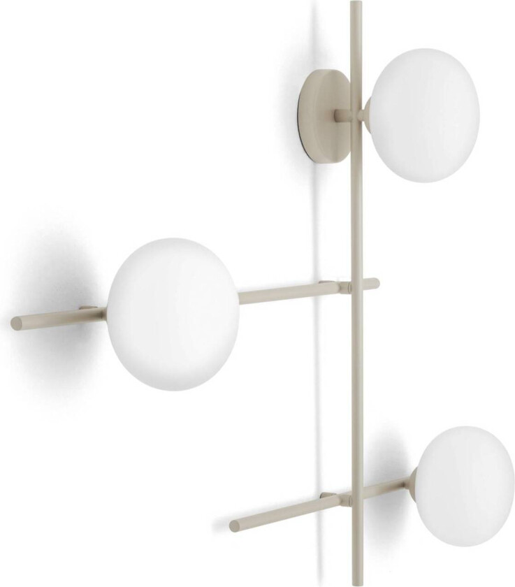 Mikado vegglampe, cipria/hvit, 3 lyskilder, glass, metall