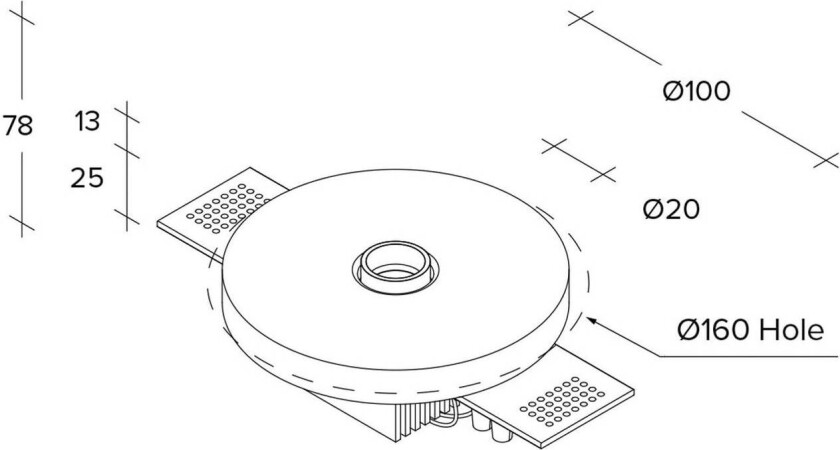 Rhodia innfelt LED spot, svart, gips, Ø 10 cm