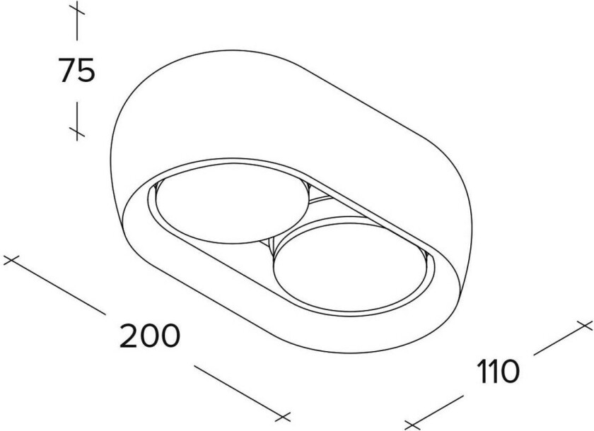 Mysia taklampe, 2 lyskilder, 20 cm, hvit, gips, GX53