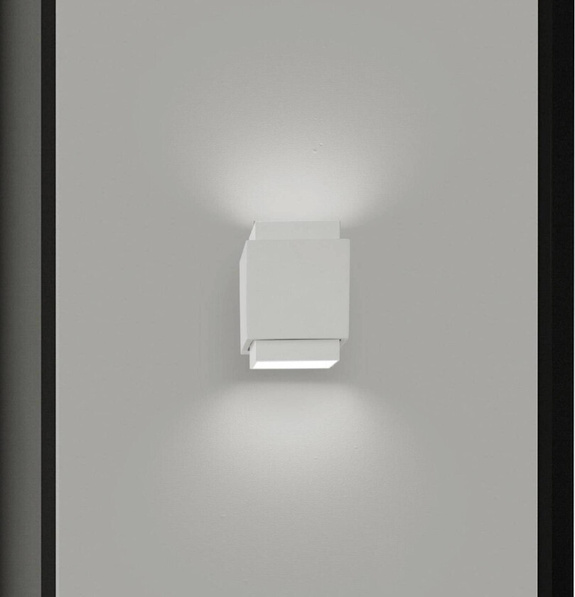 Syme vegglampe, hvit, kantet, 11 cm, gips, GX53