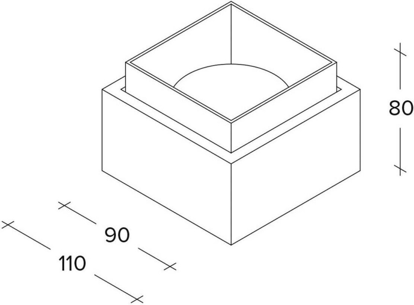 Syme taklampe, hvit, kantet, 11 cm, gips, GX53