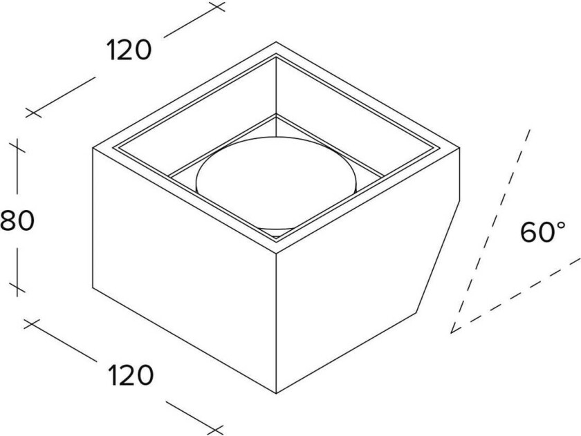 Nasso vegglampe, hvit, kantet, 12 cm bred, gips, GX53