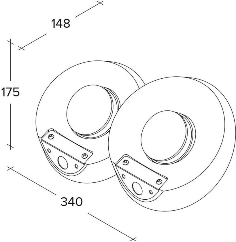 Patra vegglampe, 2 lyskilder, 34 cm bred, hvit, gips, GX53