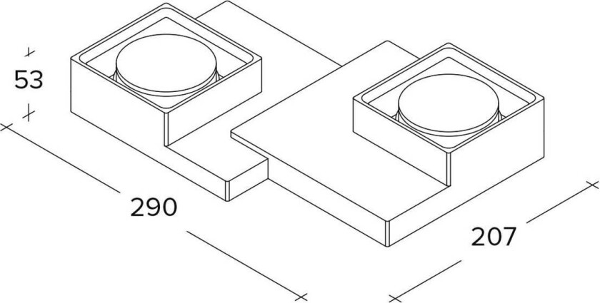 Sibari taklampe, hvit, gips, 29 cm lang, 2 lyskilder, GX53
