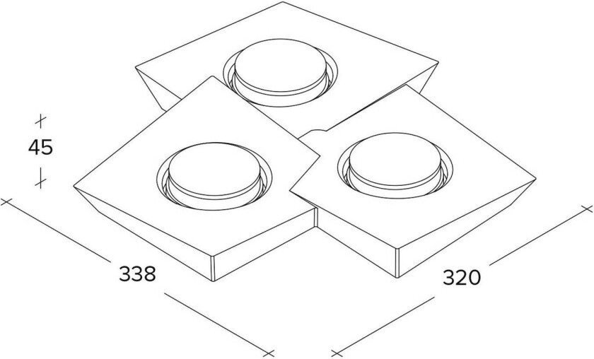 Anchise taklampe, 3 lyskilder, 32 cm lang, hvit, gips, GX53
