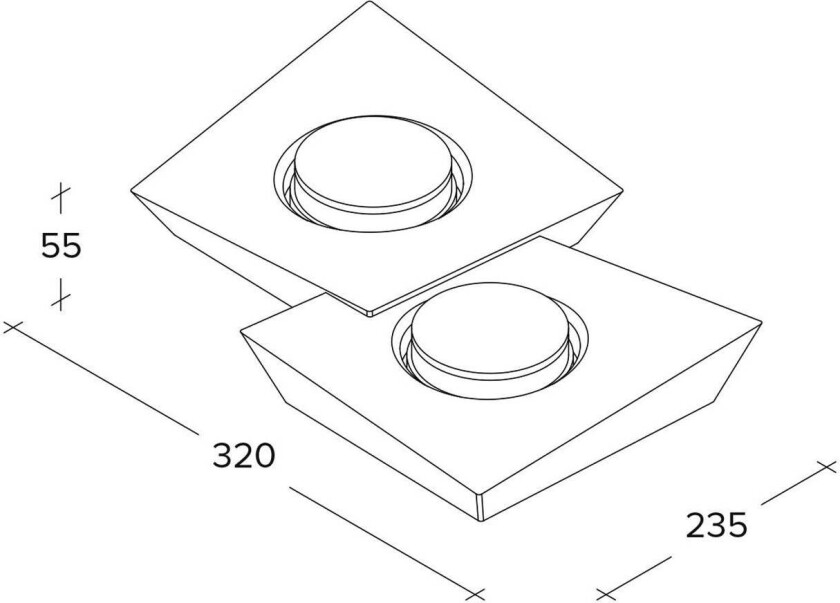 Anchise taklampe, 2 lyskilder, 23,5 cm, hvit, gips, GX53
