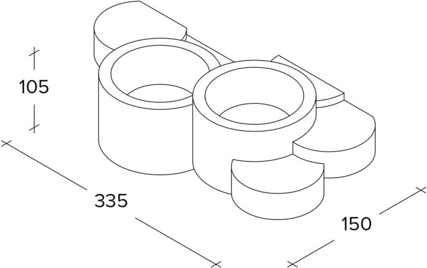 Chio vegglampe, 33,5 cm bred, 2 lyskilder, hvit, gips, GX53