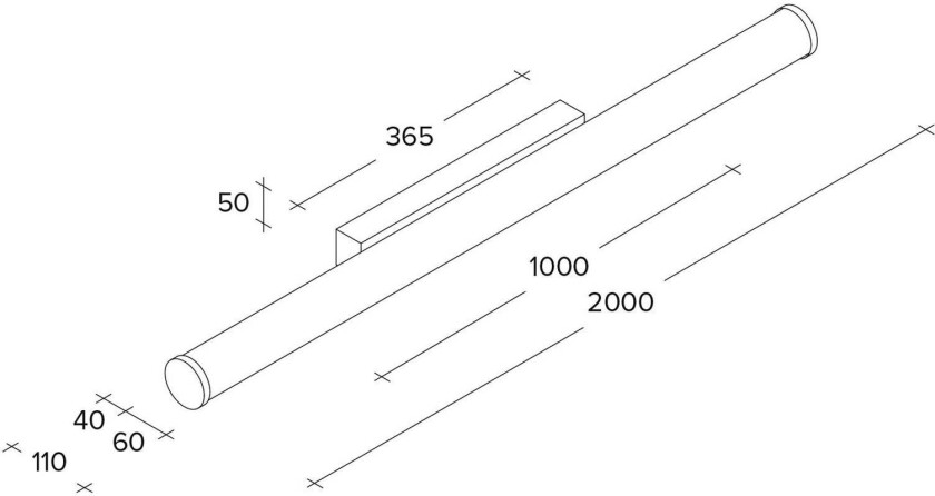 Pirgos LED-vegglampe, 200 cm bred, hvit, plast