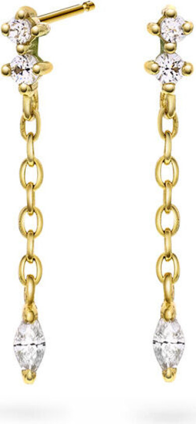 Shapes by Gulldia, Rain øredobber i 925 forgylt sølv med zirkonia