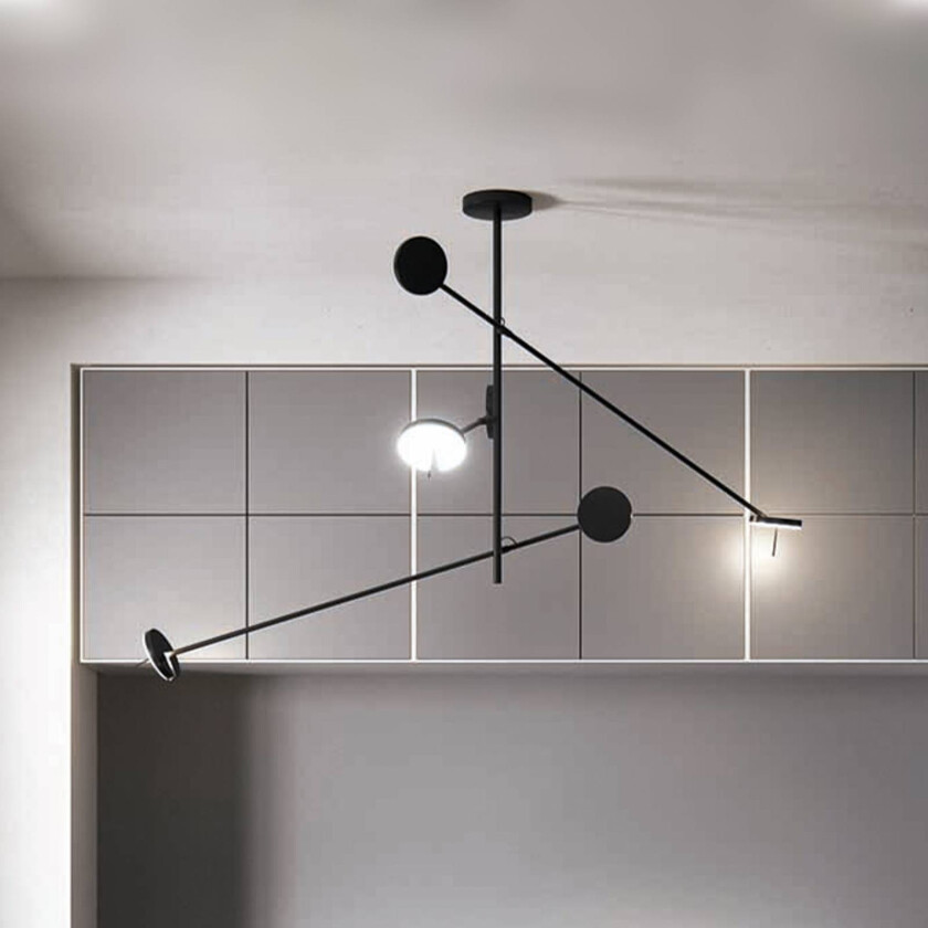 LED hengelampe Invisible Triplex RC, 3000 K, svart