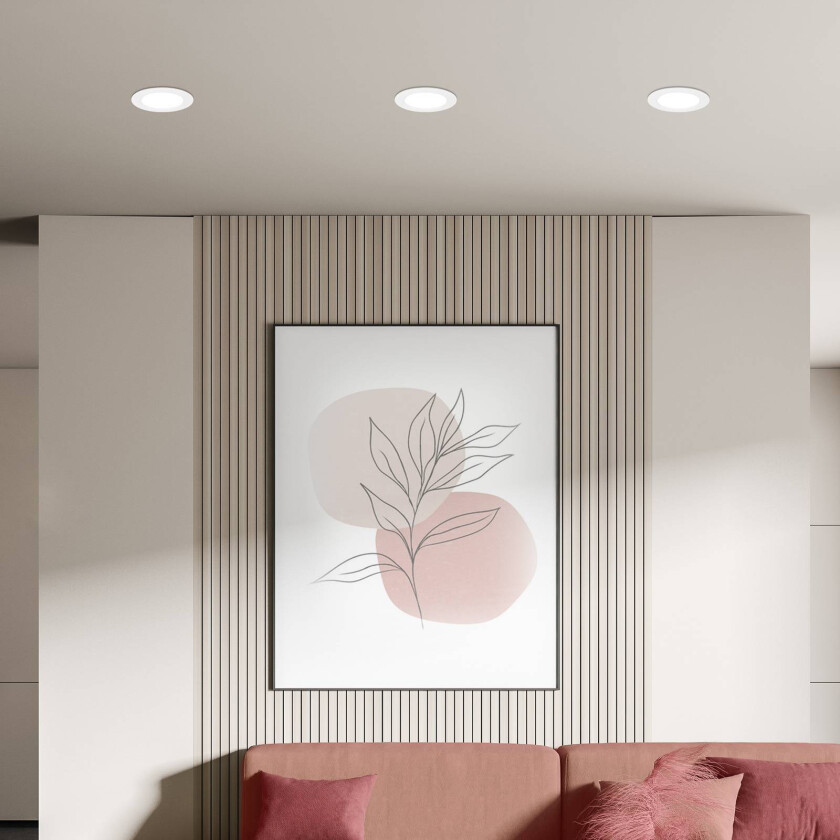 Innfellingslampe Jeft, Ø12 cm, hvit, sett med 3 stk, av/på, stiv