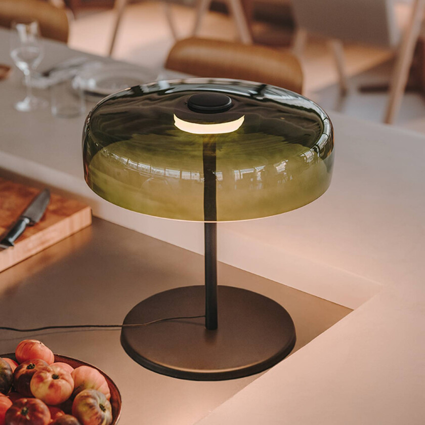 LED-bordlampe Levels, Ø 42 cm, grønn, glass, CCT